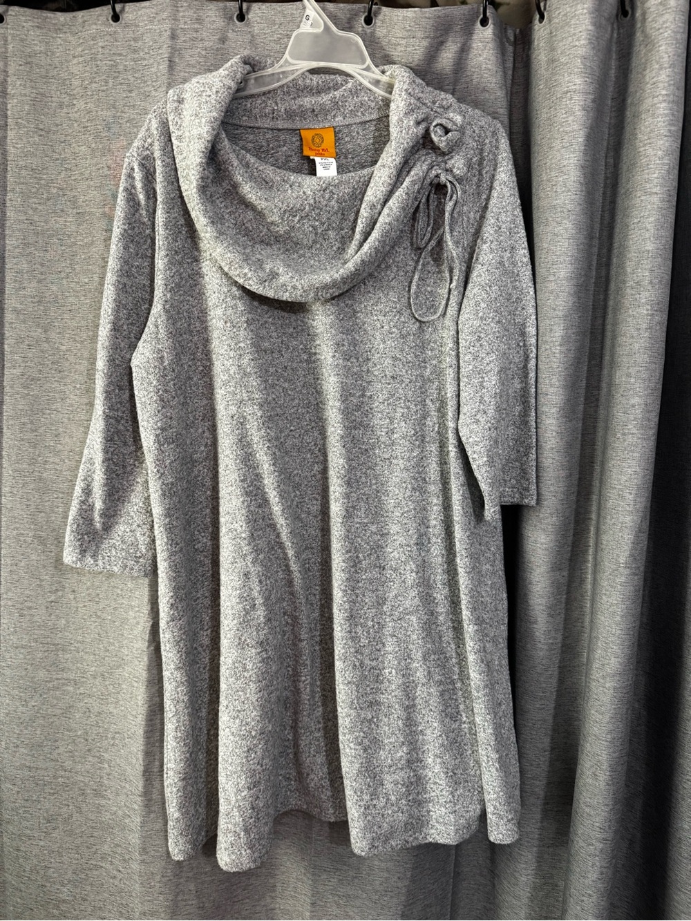 Ruby Rd. Gray Cowl Neck Sweater Tunic with Side Tie